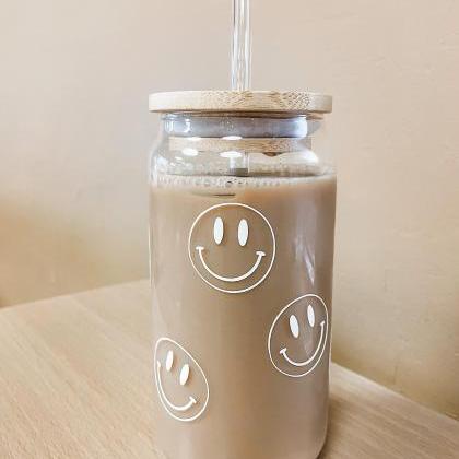 Smiley Face Beer Can Glass, Smiley Face Cup, Beer..